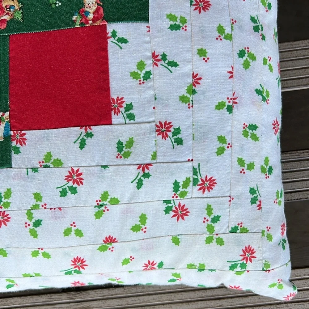 Vintage handmade Christmas pillow 12 in  by 12 in